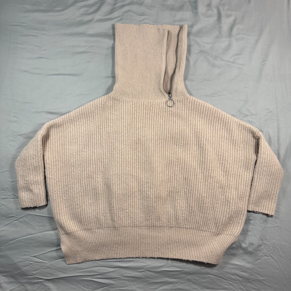 AllSaints Dano Jumper Oversized Sweater Wool Cashmere Ribbed S Beige Luxury Cozy